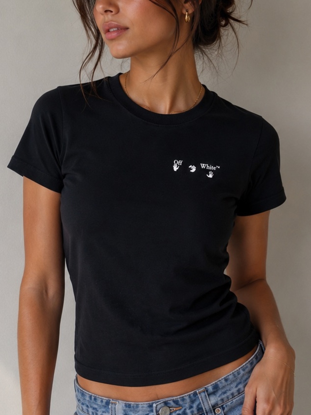Off-White Black Embroidered Logo Short Sleeve T-Shirt (Size XXS)